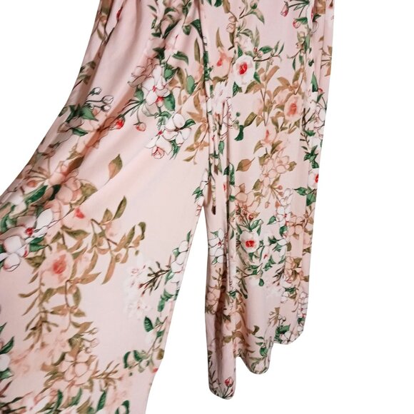 London Times Light Pink Floral Sleeveless Cropped Jersey Jumpsuit Size 6 - Picture 4 of 16